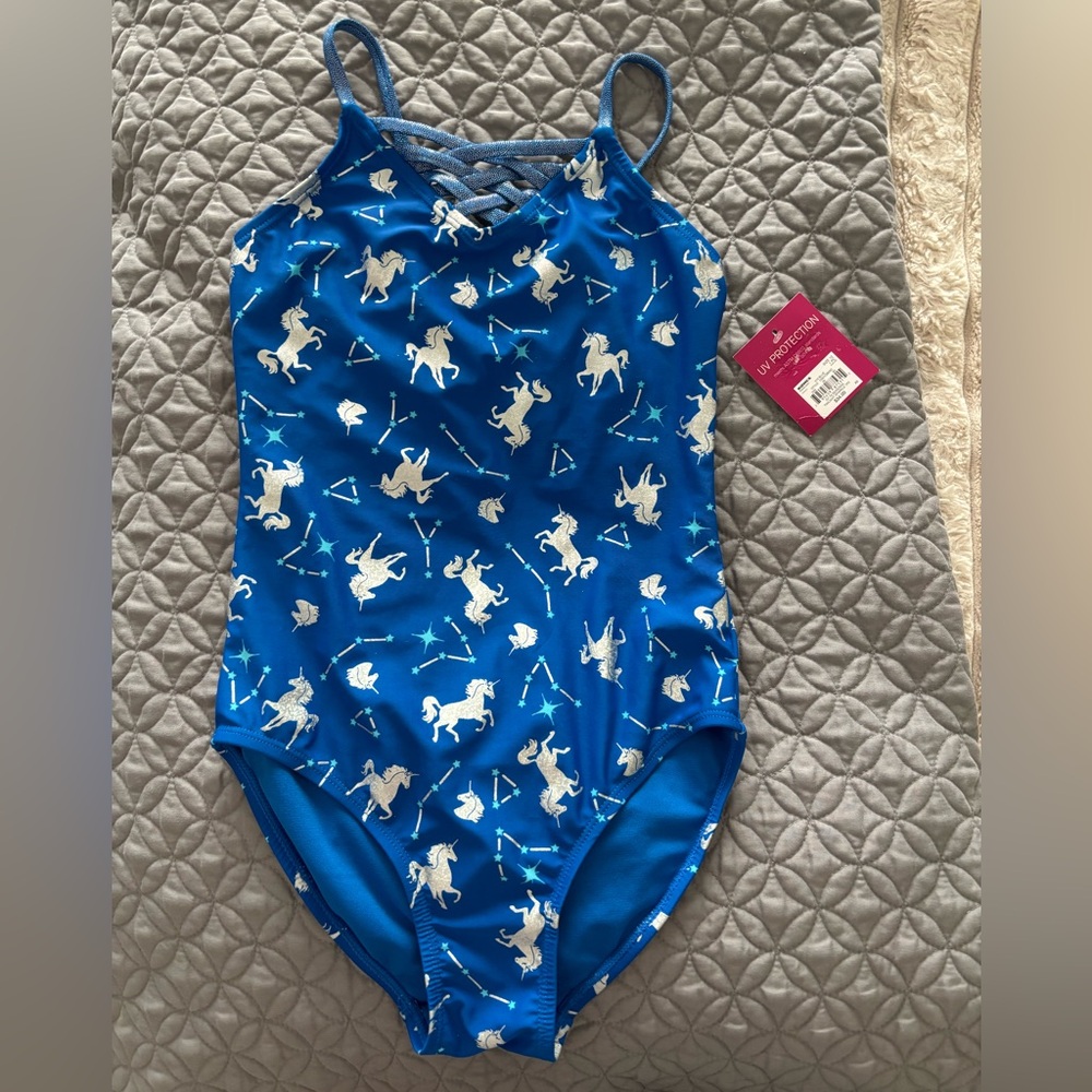 Girls unicorn one piece Blue UV Protection Swimsuit